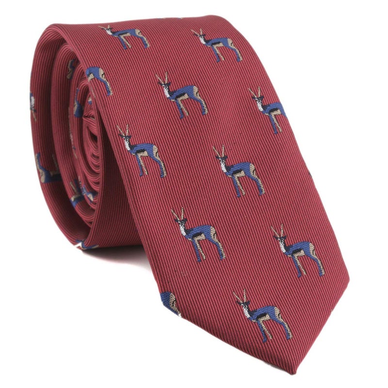 Secdtie Men Boys Dark Red Silk Elegant Neck Novelty Ties Tibetan Antelope Best Tuxedo Formal Wedding Dress Neckties for Boyfriend Gift - Image 1